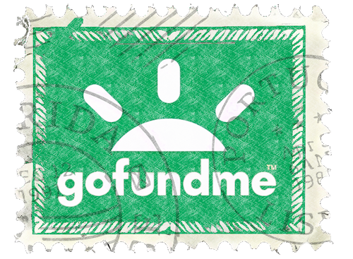 Sello con el logo de GOFUNDME